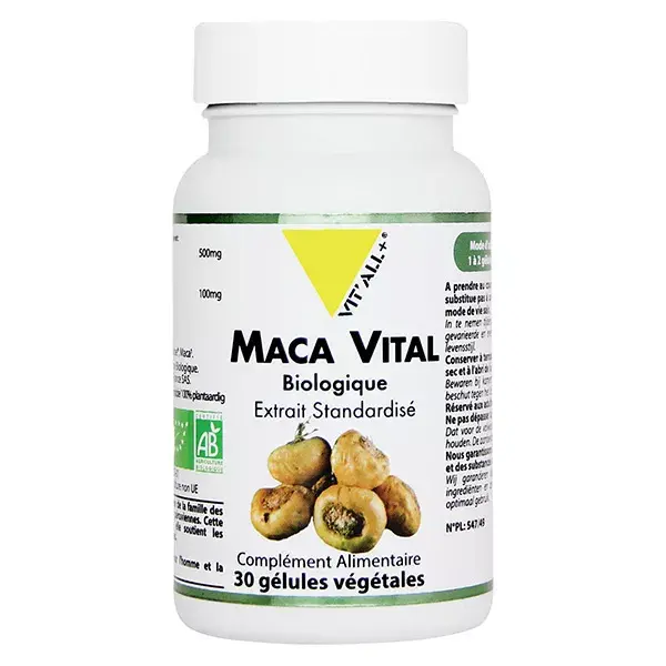Vit'all+ MACA VITAL® BIO 500mg Extrait Standardisé 30 gélules végétales