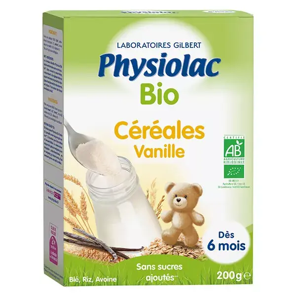 Physiolac Bio Céréales Vanille +6m 200g