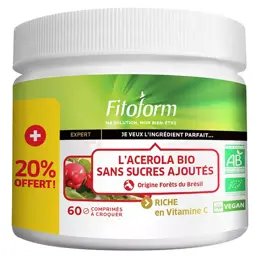 Fitoform L'Acérola Sans Sucre Ajouté Bio 60 comprimés à croquer + 12 Offerts