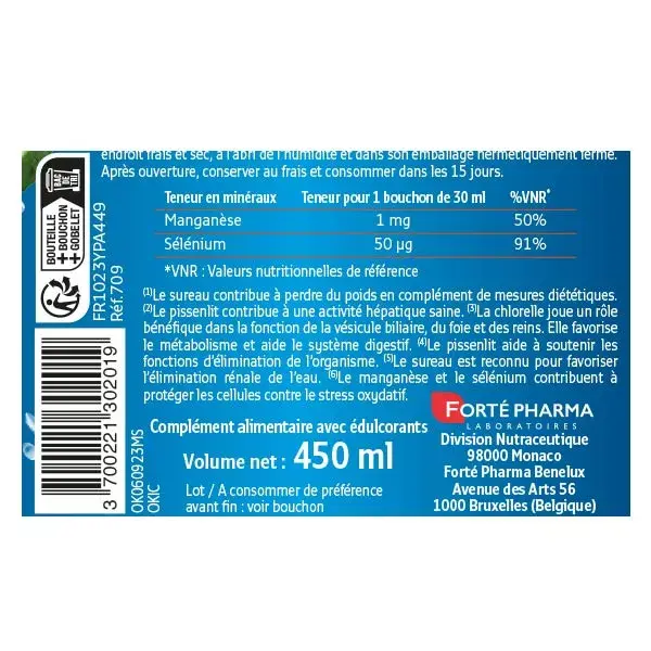 Forté Pharma XtraSlim Chrono Détox Draineur Minceur Citron & Concombre 450 ml