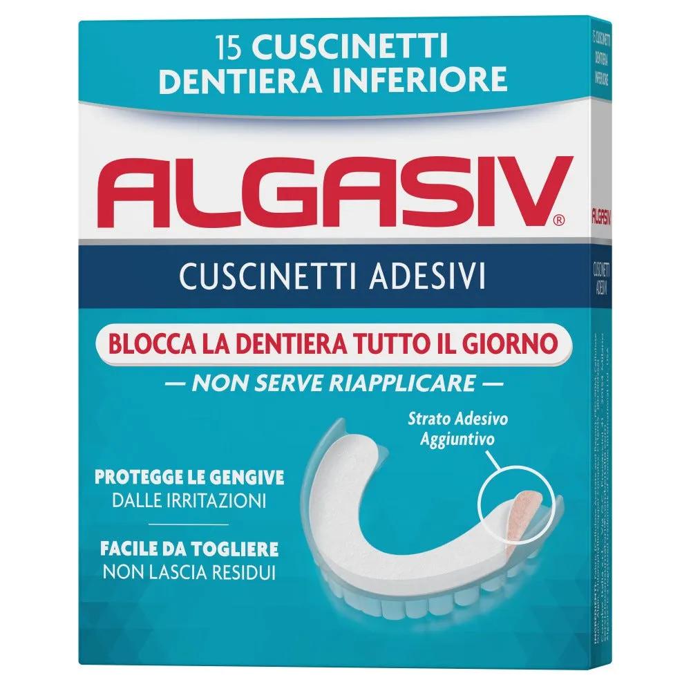 Algasiv Cuscinetti Adesivi Inferiore Per Dentiera 15 Pezzi