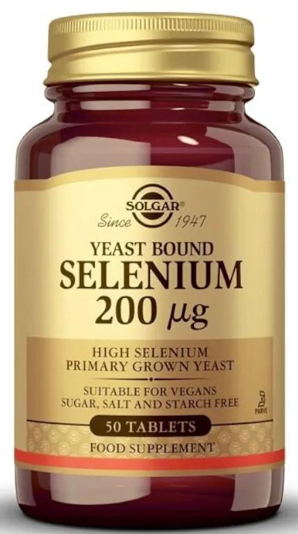 Sélénium dans la levure Solgar 200 mcg, 50 comprimés