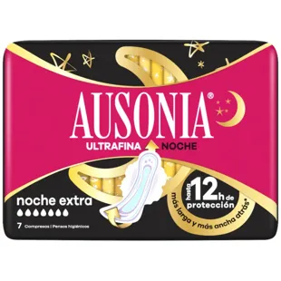 Ausonia Compressas Extra Noturnas Ultrafinas com Asas 7 unidades