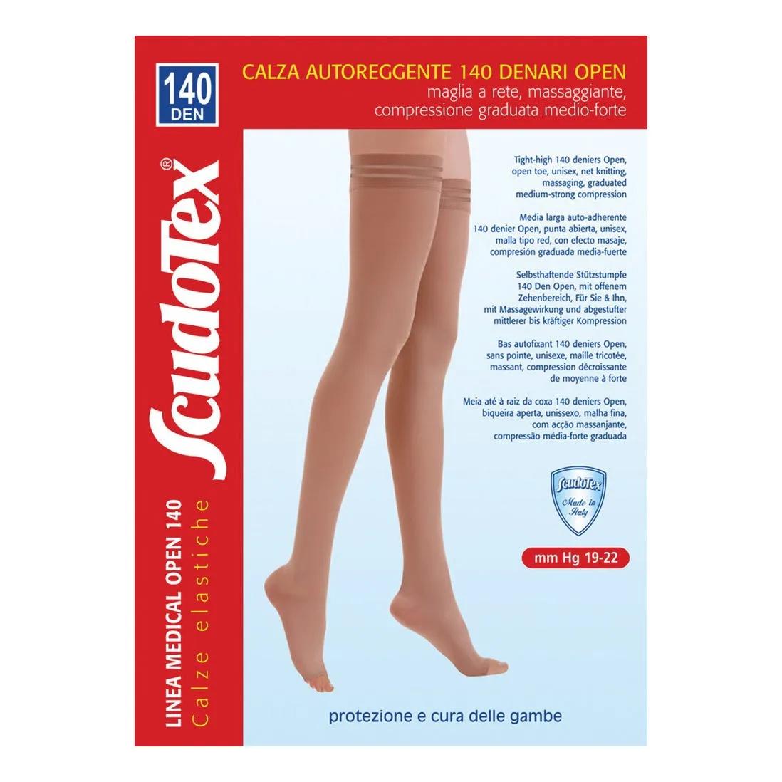 Scudotex Calze Elastiche Autoreggenti Punta Aperta 140 Den Taglia 4 Colore Naturale