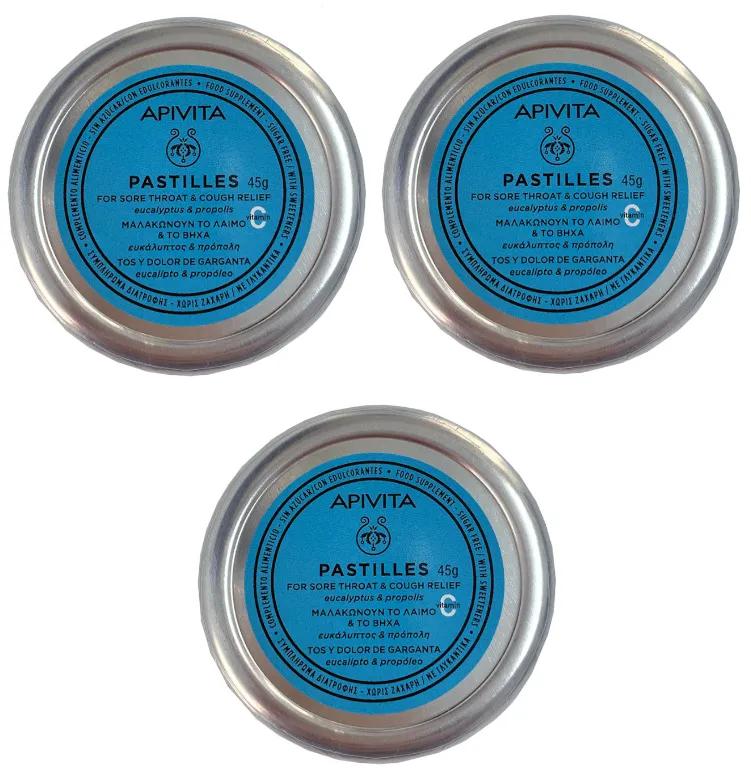 Apivita Eukalyptus- und Propolis-Tabletten, 3 Boxen