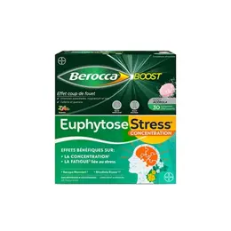 Euphytose Stress Concentration  30 comprimés + Berocca Boost vitamines 30 comprimés effervescents