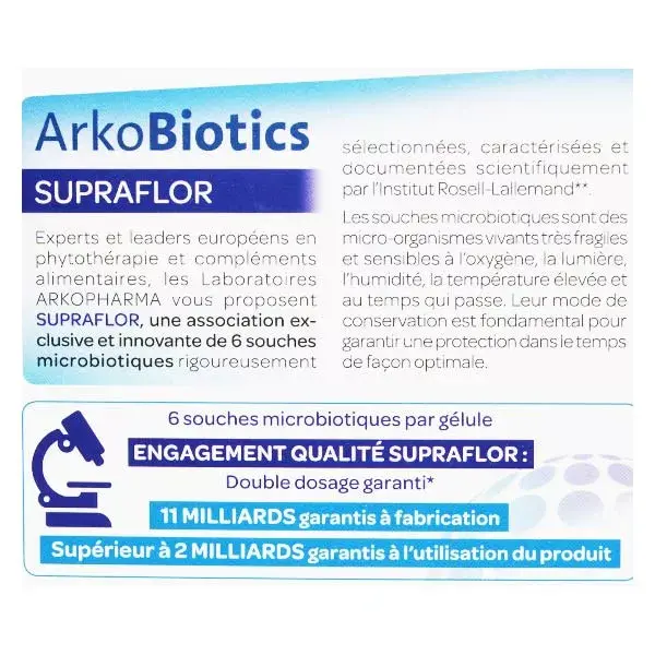 Arkopharma Arkobiotics Supraflor Probiotiques 30 gélules