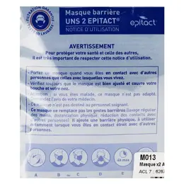 Epitact Masque Barrière Lavable Adulte Altitude UNS2  lot de 2