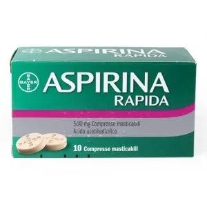 Aspirina Rapida Trattamento Febbre e Dolore Acido Acetilsalicilico 500mg 10 Compresse Masticabili 