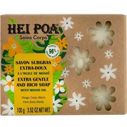 Hei Poa Soins Corps Savon Surgras Extra-Doux Huile de Monoï 100g