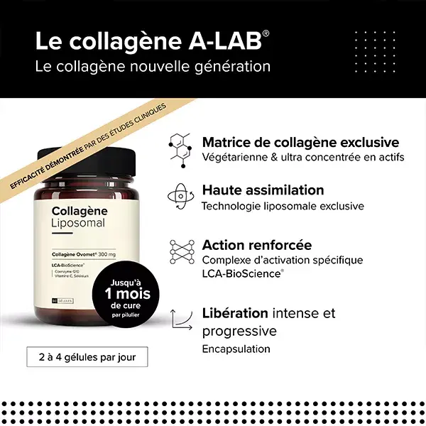 A-Lab Collagène Liposomal 300 mg - Anti-Âge, Hydratation, Articulations - 60 gélules