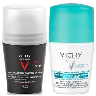 Vichy Homme Desodorante Roll-on Antitranspirante 50 ml + Desodorante Roll-on Anti-Marcas 50 ml