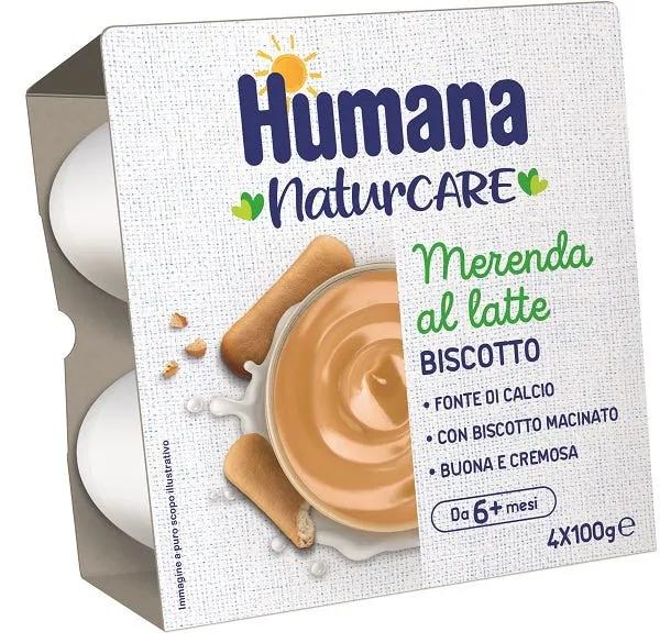 Humana Merenda al Latte Gusto Biscotto 4x100 g