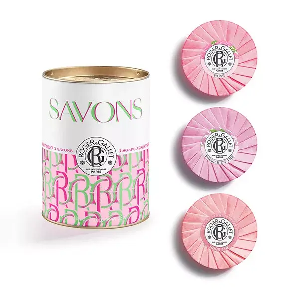 Roger & Gallet Coffret 3 Savons Bienfaisants Rose Feuille de Thé et Rose Thé 100g