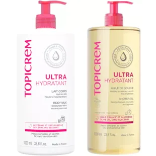 Topicrem Ultra-Moisturizing Body Milk 1 L + Ultra-Moisturizing Shower Oil 1 L