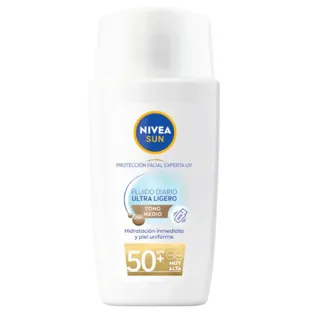 Fluide Visage Ultra Léger Quotidien Nivea Sun Teinte Moyenne SPF 50+ 40 ml