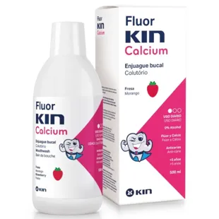 Bain de bouche au calcium Kin FluorKin, saveur fraise, 500 ml