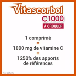 Vitascorbol C1000 Fatigue et Système Immunitaire Goût Orange 20 comprimés à croquer