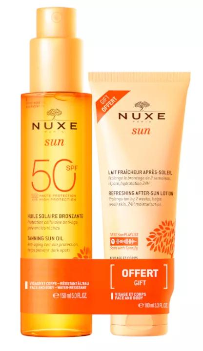 Nuxe Sun Aceite Bronceador Rostro y Cuerpo SPF50 150 ml + After Sun 100 ml