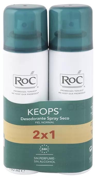 Roc Keops Déodorant Spray Sec 2x150 ml