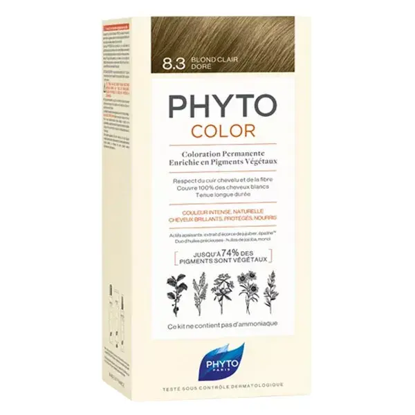 Phyto Color Coloración Permanente 8.3 Rubio Claro Dorado