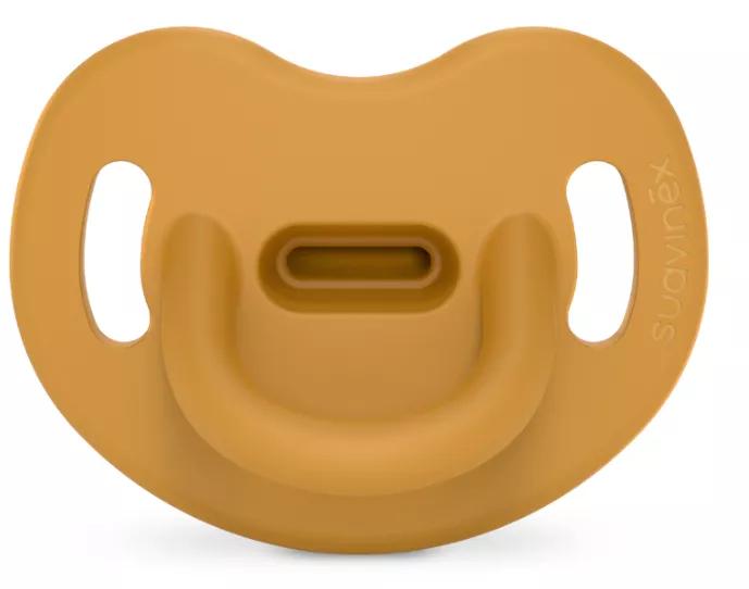 Suavinex Schnuller, komplett aus Silikon, anatomischer Sauger Sx Pro, 6–18 Monate, Essence Mustard