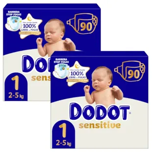 Dodot Sensitive Jumbo Diapers Pack T1 (2-5 Kg) 2x90 units