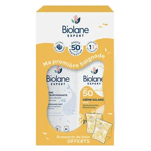 Cofanetto Biolane Expert "La mia prima nuotata": crema solare da 200 ml + spray da 150 ml