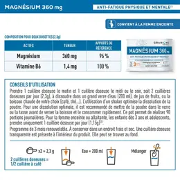 GRANIONS - Citrate de Magnesium + Vitamine B6 - Goût Neutre -Format 3 mois-210g