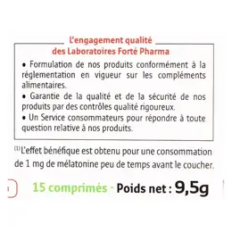 Forté Pharma FortéNuit Sommeil 8h 15 comprimés Mélatonine Plantes Effet Immédiat