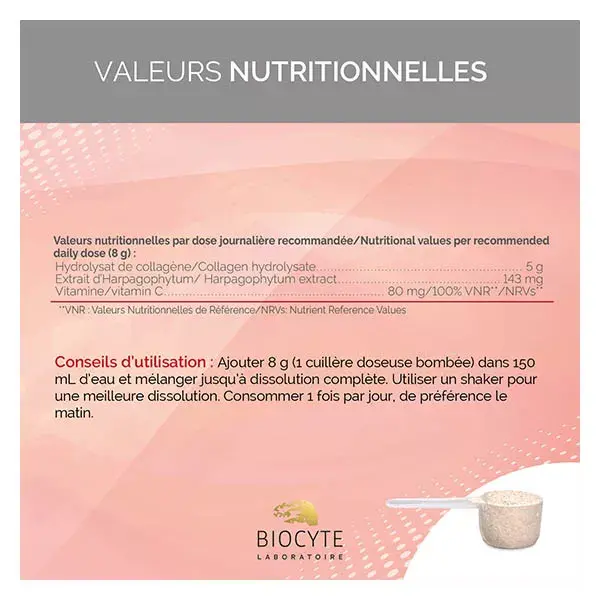 Biocyte Collagen Flex Extrait d'Harpagophytum Mobilité & Santé Articulaire 240g