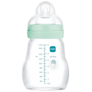 Biberão de vidro MAM Feel Good Slow Flow Azul Mate 0-2m 170 ml