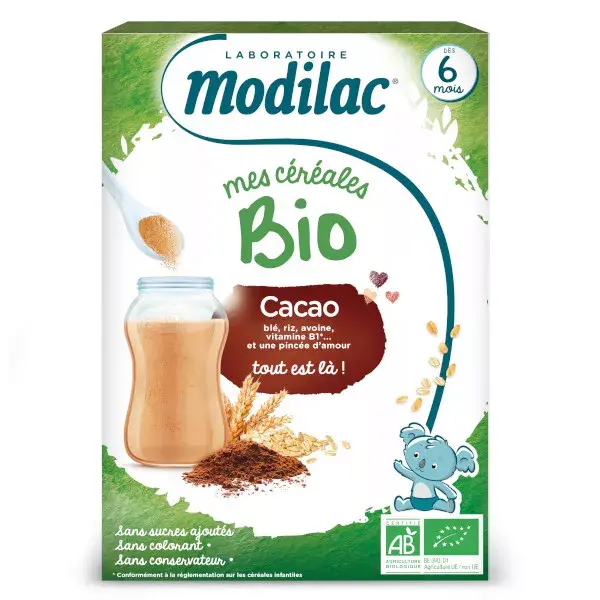 Modilac Mes Céréales Bio Cacao Dai 6 mesi 250g