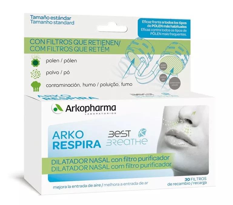 Arkopharma Arkorespira Respira Dilatador Nasal com Filtro Purificador 15 Dias Tamanho Estándar 30Uds