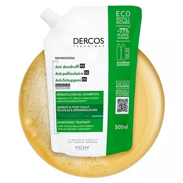 Vichy Dercos Technique Eco-Recharge Champú anticaspa DS Tratamiento caspa y picores Cabellos normales a grasos 500ml
