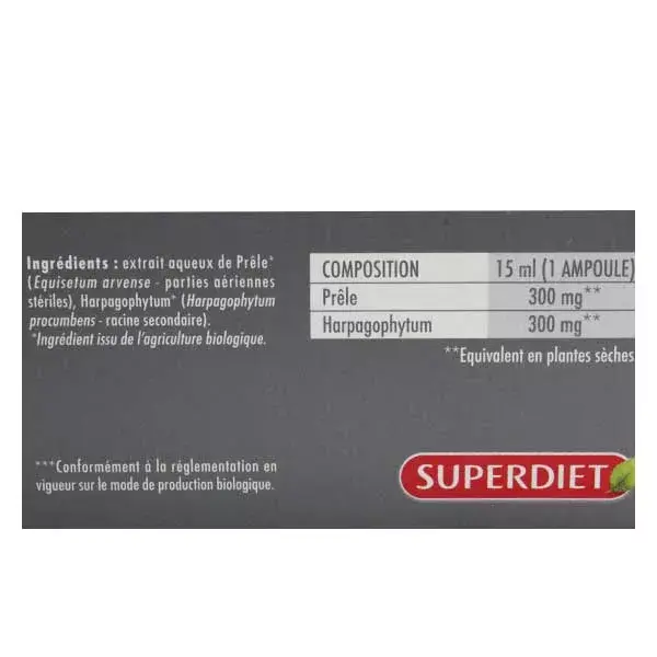 Superdiet Prêle - Harpagophytum Bio 20 ampoules