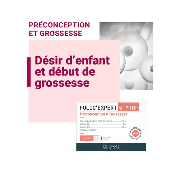 Densmore Folic'Expert la Nuova Generazione d'Acido Folico 6 mesi Lotto di  2 x 3 mesi