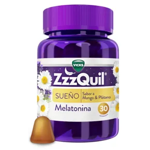 ZzzQuil Sueño Melatonina Dormir Mango y Plátano 30 Gummies