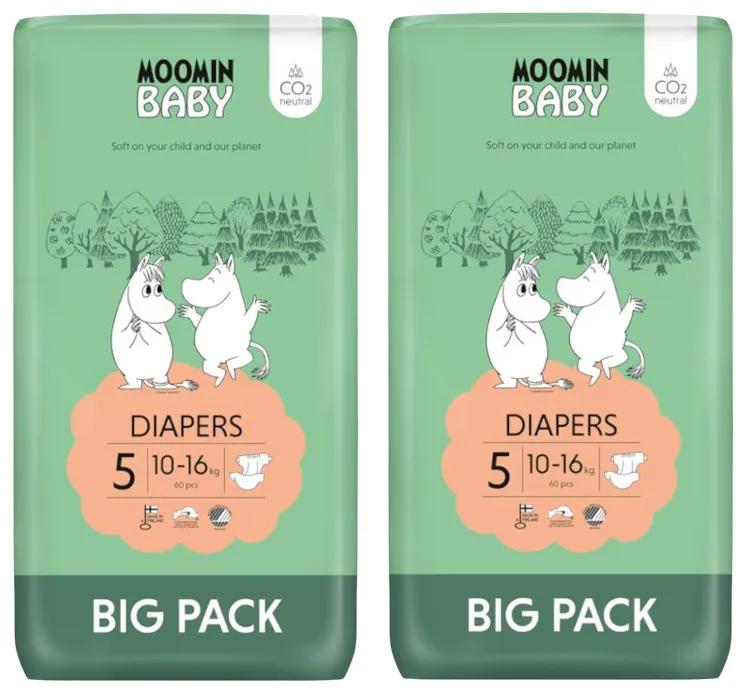 Pannolini per bambini Moomin Taglia 5 (10-16 Kg) 2x60 unità