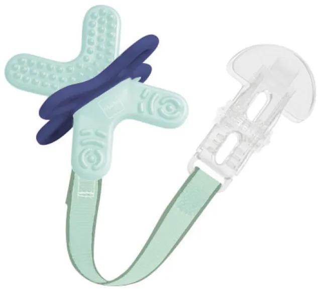 MAM Bite&amp;Relax Bijtring voor de achterste kiezen + Clip + 4m Blauw