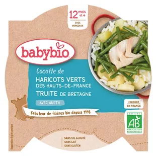 Babybio Menu du Jour Assiette Cazzeruola di Fagiolini Trota dai 12 mesi 230g