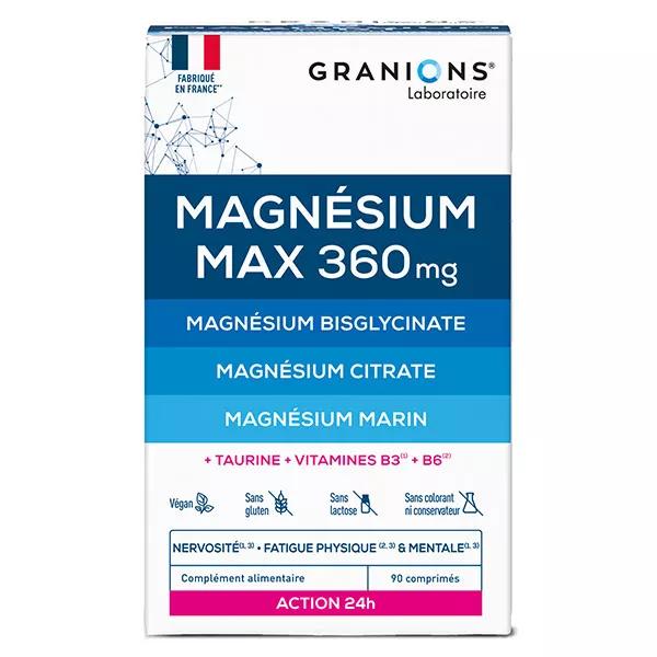 Granions Magnesio Max 360 mg Contribuye a reducir el estrés y el cansancio Acción 24h 90 comprimidos