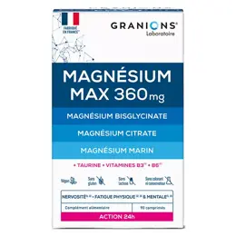 Granions Magnésium Max 360 mg Contribue à Réduire le Stress la Fatigue Action 24h 90 comprimés