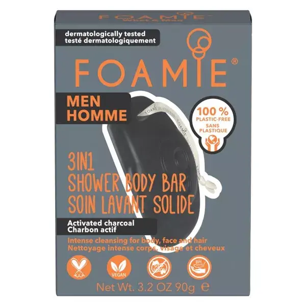 Foamie Homme Soin Lavant Solide 3 en 1 Charbon Actif 90g