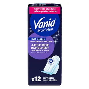 Assorbenti igienici Vania Night (12 asciugamani con ali)
