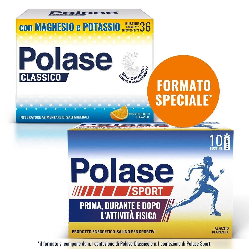 Polase Classico Magnesio e Potassio + Sport Integratore Energetico 36 + 10 Bustine