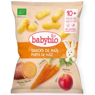 Babybio Puffs de Maíz con Zanahoria, Batata y Manzana +10m 15 gr
