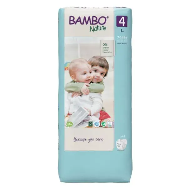 Bambo Nature Couche Taille 4 7-14kg Tall Pack 48 unités