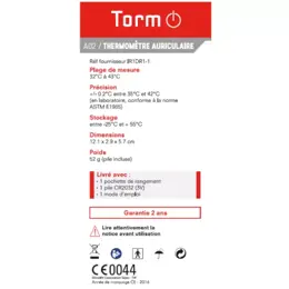 Torm Thermomètre Auriculaire Prise de Température Auriculaire