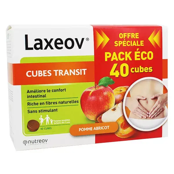 Nutreov Physcience Laxeov Transit Pomme Abricot 40 cubes